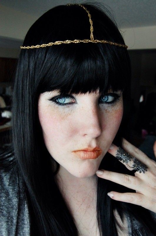 EGYPTIAN QUEEN   Long Straight Black Scene Emo Goth Wig Hair 