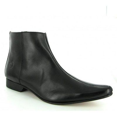 Ikon ROBIN Mens Pointed Chelsea Leather Winklepicker Full Zip Boots 