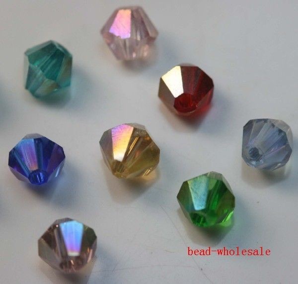 100pcs loose glass crystal bicone spacer beads 4mm AB Color You Choose