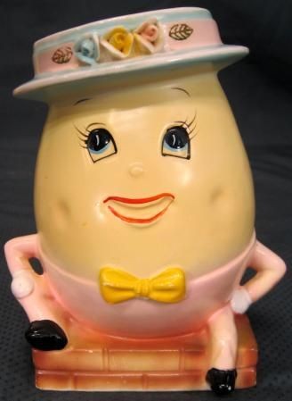 Rubens Originals Japan Pottery Humpty Dumpty Egg on Brick Wall Planter 