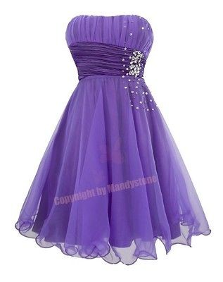 Trendy Chiffon Gem Sequins Folded Wavy Hem Prom Dresses S Purple