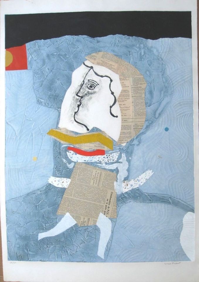   Original Etching with Collage, Lady of the River, Signed/Numbere​d