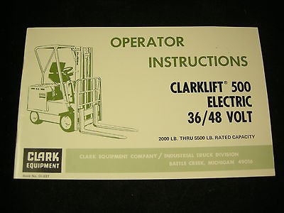 Clark Clarklift 500 Electric 36/48 Volt Forklift Operation Operator 