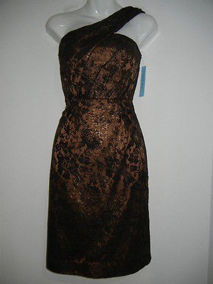 NWT NEW WOMENS ANTONIO MELANI NAYA ONE SHOULDER COCKTAIL BLACK LACE 