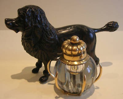 antique carved fruitwood french poodle inkwell dog from united kingdom