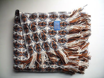 PENDLETON USA 100% Virgin Wool Woven THROW BLANKET AFGHAN Brown Tan 