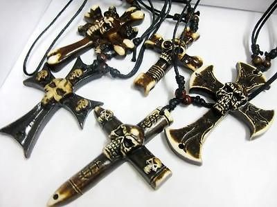 5PCS heavy boys jewelry mens cool devil skull gothic cross style 