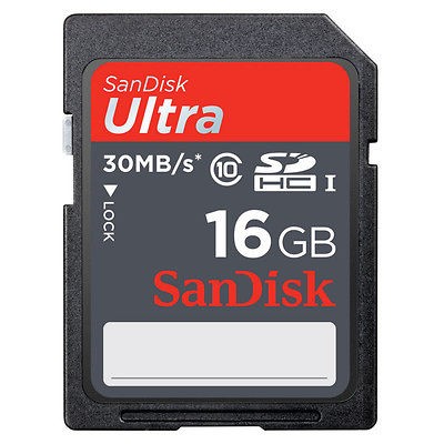 SanDisk Ultra 30MB/s 16GB Class 10 SD SDHC 200X UHS I FULL HD Flash 