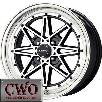 16 Black Drag DR 20 Wheels Rims 4x100 4 Lug Civic Mini Miata Cobalt XB 