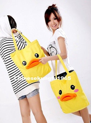 Semk B Duck B.DUCK Shoulder Shopping Canvas 3D 3 dimensional Rubber 