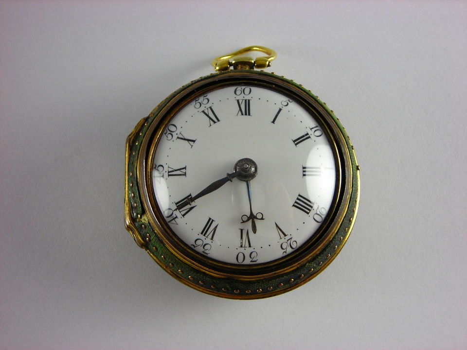 Beautiful rare English Verge fusee key wind pocket watch. Sha green 