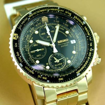 Newly listed SEIKO FLIGHTMASTER CHR ALARM PILOT GD WATCH 200M SNA414