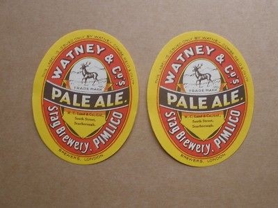   BOTTLE LABELS.WATNEY&​Cos.STAG BREWERY.W.C.LA​ND & CO SCARBOROUGH