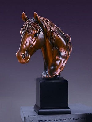 horse head bronze plated statue sculptu re figurine time left
