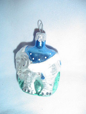   Green Blue Silver Christmas Tree Ornament Poland Top 2.5 Tall Vintage