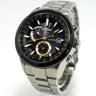 seiko astron sast005 gps solar black gold dial from japan