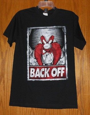 NWT LOONEY TUNES YOSEMITE SAM T SHIRT   BLACK / BACK OFF   MENS S