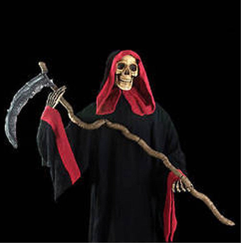 lifesize standup grim reaper skeleton sythe gothic prop time left
