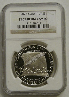 1987 s ngc pf69 constitution proof silver dollar coin time