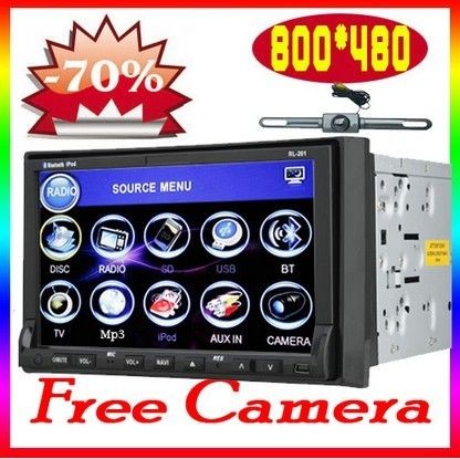   HD LCD Car DVD CD VCD Radio Player USB Ipod Bluetooth+Came​ra