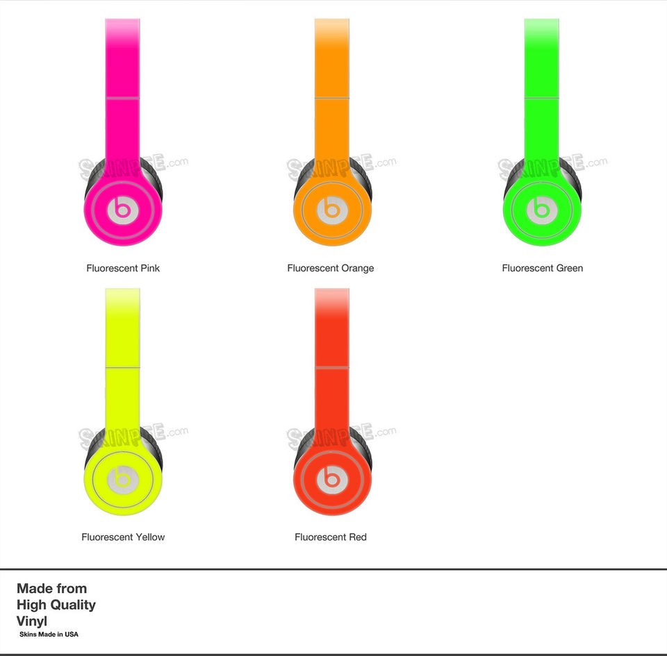 YELLOW NEON SKIN KIT for Monster Beats by Dr. Dre Solo Headphones