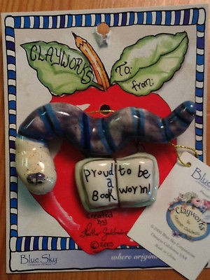 BLUESKY Clayworks collectible ceramic pin proud to be a bookworm 