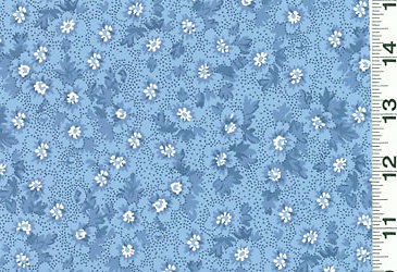 PAISLEY DENIM~1/2YD~CLOTHWORKS~SMALL WHITE FLOWERS ON MEDIUM BLUE~901 