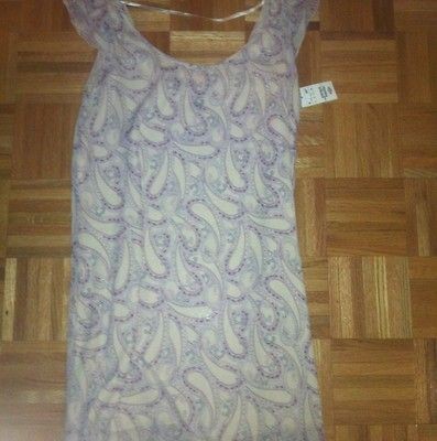 NWT H&M Chiffon Paisley Dress With Flutter Cap Sleeves Off White Size 