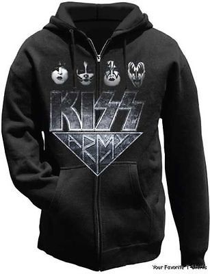 licensed kiss army faces adult zip hoodie s xl