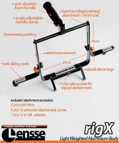 lensse rigx dslr rig cage steady cam foot light stand