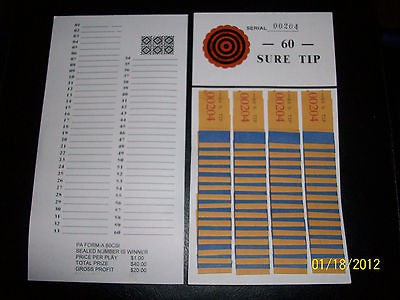 doz.60 Number Sure Tip Board Fund Raising/Raffle​/Bingo