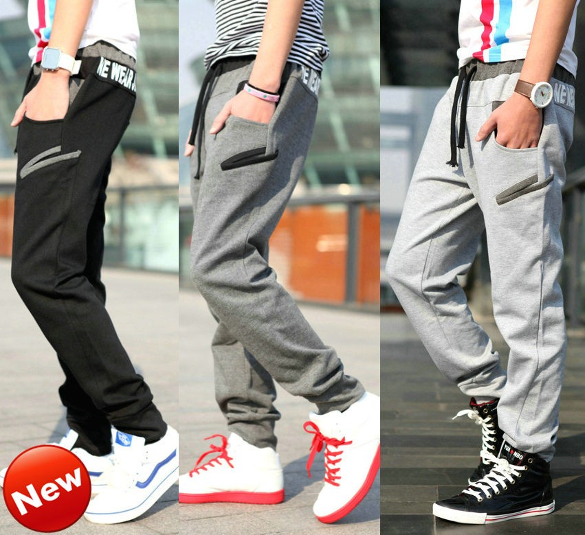 NEW Mens Casual Athletic Sporty Baggy Tapered Sport Sweat Pants 
