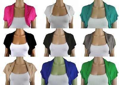 NEW* PLUS JR PLUS SIZE BOLERO SHORT SLEEVED SHRUG *ASSORTED COLORS*