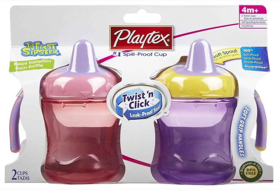 Playtex 2 Pack The First Sipster Spill Proof Cup 7 Ounce Colors Vary