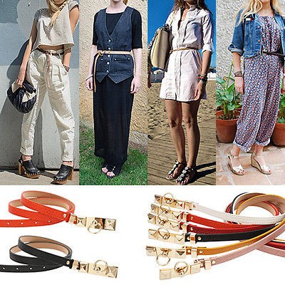 New Fashion Casual Style Woman Candy Colors Metal Buckle Waist Belt 