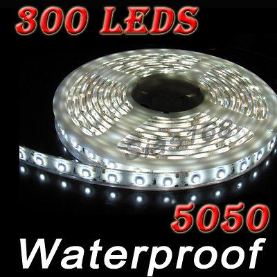   New Cool White 5M SMD 5050 300 Leds String Light Waterproof IP65 12V