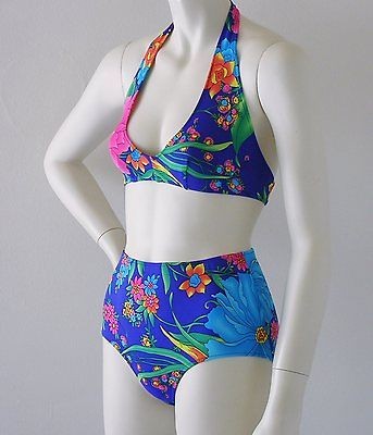 royal floral retro high waist bottom bikini s m l xl