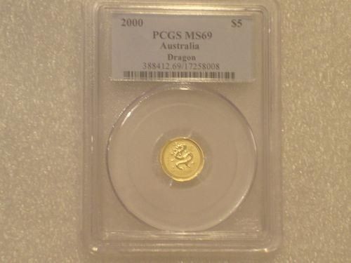   LUNAR YEAR OF DRAGON $5 FIVE DOLLAR GOLD COIN PCGS MS69   POP 4