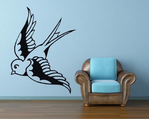 Sailor Jerry Swallow Wall Art Sticker Transfer Tattoo Decal Stencil 