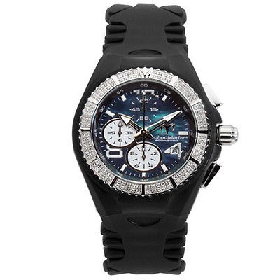 TECHNOMARINE DIAMOND CRUISE WOMANS WATCH ALL BLACK DIAMONDS SET BEZEL 