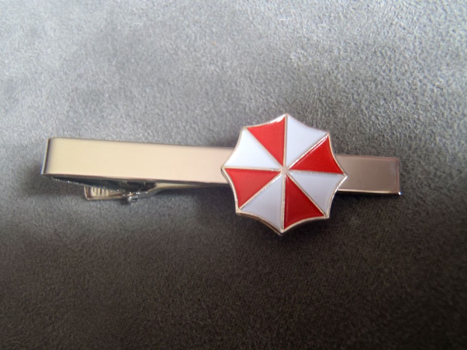 resident evil biohazard umbrella corp tie clip pin time left