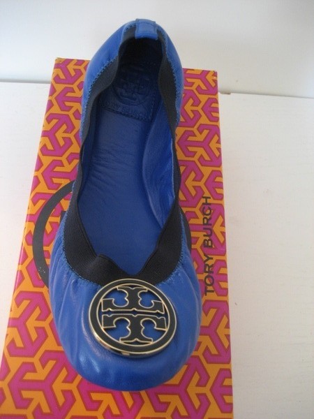 NIB Tory Burch Caroline Ballet Flats Surf Navy Blue Size 6.5