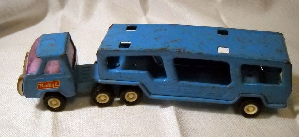 VINTAGE BUDDY L MADE IN JAPAN CAR HAULER TRACTOR TRAILER STEEL TOY