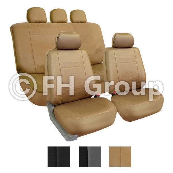   Detachable Headrests and Solid Bench Beige & Black (Fits Toyota