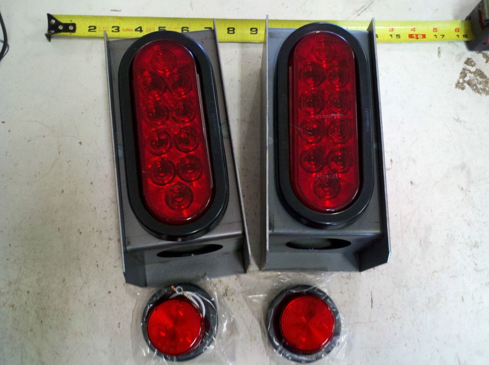 Trailer Truck LED Steel 6 OVAL Tail Light Guard Box COMPLETE KIT WITH 