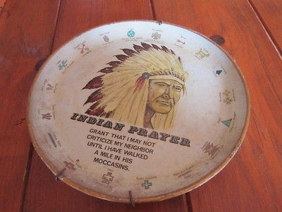   FOLK ART PLATE ~ INDIAN PRAYER w/ CHIEF INDIAN SYMBOLS