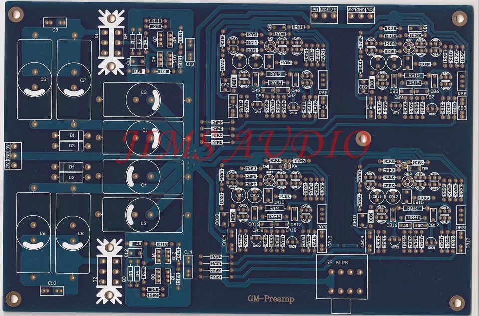 JFET input high speed stereo preamplifier PCB Mimesis 27 