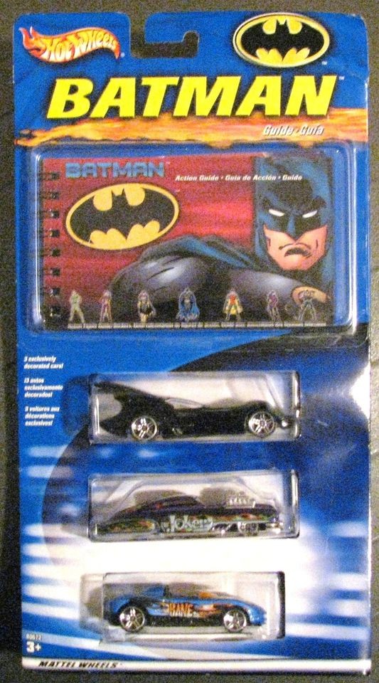 hotwheels 2003 batman 3 car set with guide mosc new