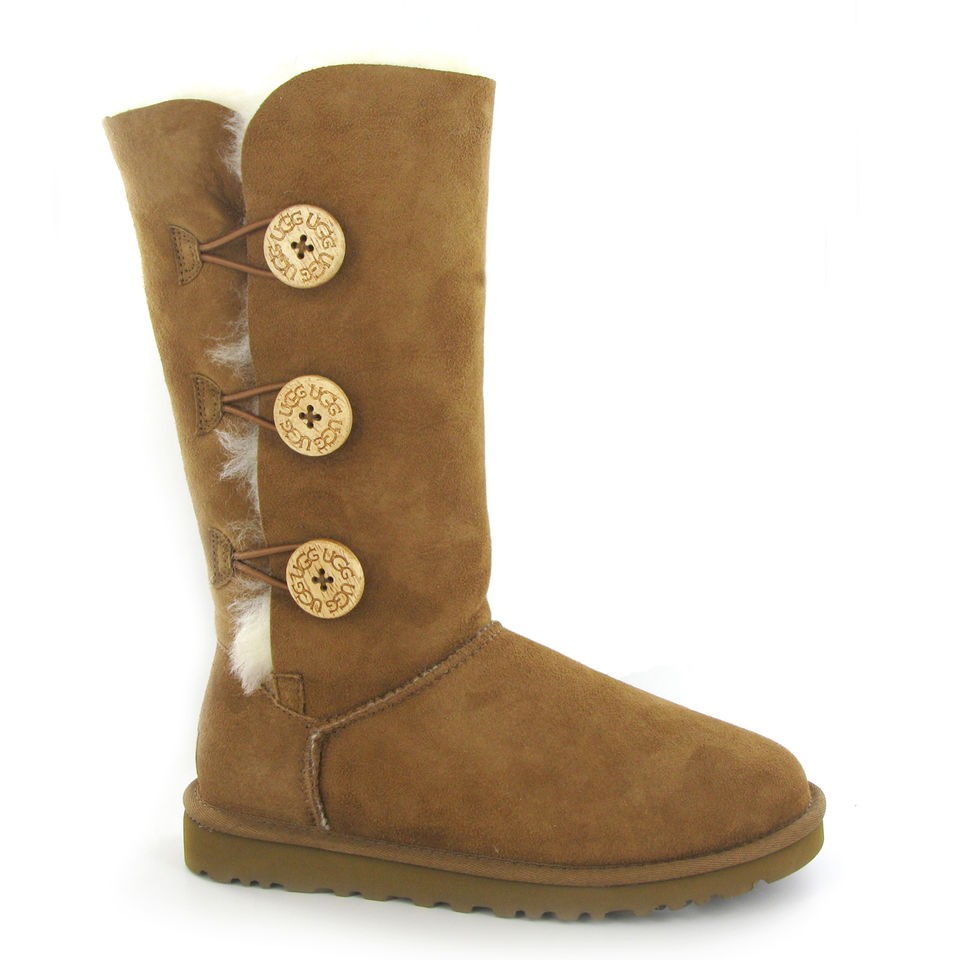 UGG Australia Bailey Button Triplet Chestnut Women Boots EU Size 39