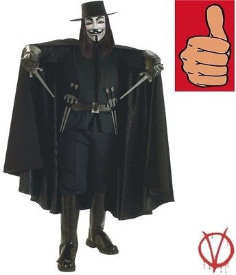 For Vendetta   Set   Hat, Mask, Wig, Cape, Gloves, Belt & Daggers 